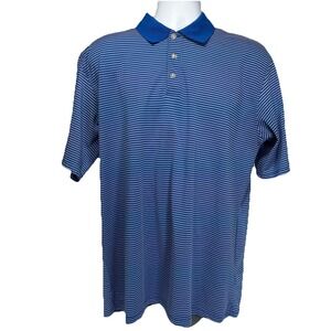 Slazenger Shirt Mens Large Polo Short Sleeve Breathable Wicking Blue Stripe Logo